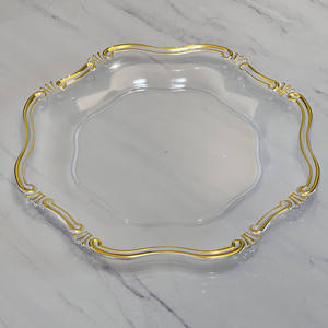 Placa de carga dorada con volantes redondos de plástico de 13 pulgadas PARA CENA con diseño de arrecife <span class=keywords><strong>Flora</strong></span> para decoración de fiesta de boda - Product Image 3