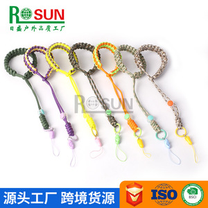 Risheng Paracord <b>Braided</b> Bracelet Yellow Keychain Phone Strap Wristband Industrial Use Polyester Material - Product Image 3