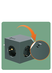 6 in 1 Portable PD20W Eu Socket Cube Adapter Multiple Socket Without Cable with 3 <b>USB</b> a and <b>C</b> Multi <b>Plug</b> Cube Socket OEM ODM - Product Image 4