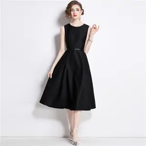 Wholesale Fashion 2024 Summer New French Temperament Slim Round Neck Sleeveless Dresses