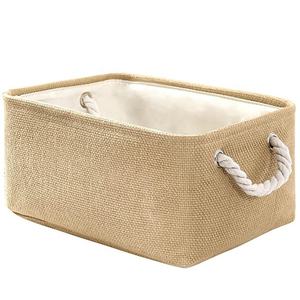 Homeplus-cubos de lino para almacenamiento de tela, caja plegable con asa de cordón de macramé para libros y ropa de juguete, nuevo diseño - Product Image 1