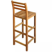 Chaise de cuisine Tabouret de bar long chaise de bar avec bois massif et tabouret de bar de restaurant chaise de salle à manger couleur bois d'origine bois simple
