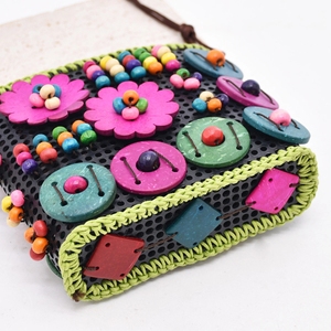 Piccola borsa di perle di legno fiore per portafogli da ragazza, borse a tracolla, borse per carte - Product Image 4