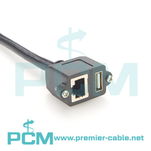 Combo cổng Ethernet <span class=keywords><strong>RJ45</strong></span> <span class=keywords><strong>USB</strong></span>-A Nam để Lan <span class=keywords><strong>USB</strong></span> <span class=keywords><strong>Extender</strong></span> Y Splitter vít Bảng điều chỉnh gắn kết cáp, cổng kép <span class=keywords><strong>USB</strong></span> <span class=keywords><strong>RJ45</strong></span> tuôn ra gắn kết - Product Image 5