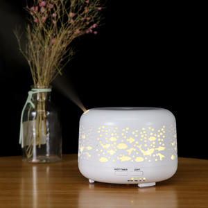 เครื่องเพิ่มความชื้นในอากาศแบบอโรมาเธอราพี ขนาด 300 มล. ดีไซน์รูปปลาขนาดเล็ก ใช้คลื่นอัลตราโซนิก สำหรับบ้านและสำนักงาน พร้อมตัวตั้งเวลาและไฟ - Product Image 4