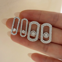 Boucles d'oreilles ovales en platine PT950, diamant de laboratoire sélectionné, couleur D, clarté cristalline, qualité vérifiable par les experts, design unique