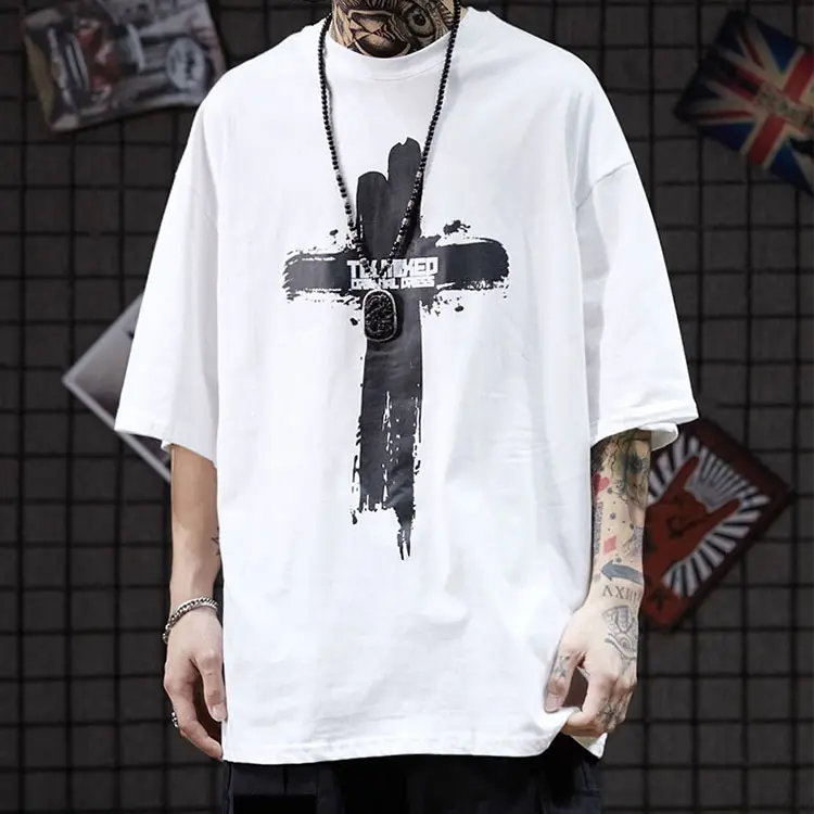 Groothandel Hoge Kwaliteit 100% Katoen Mode Hiphop Mannen T-shirt Custom Oversized Zeefdruk Dtg Print Tshirt