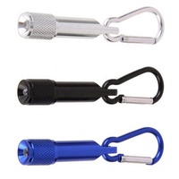 Mini lampe torche LED en aluminium avec logo personnalisé, porte-clés mousqueton, pas cher