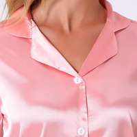 Ensemble de pyjama en satin brillant pour femmes, haut à manches courtes boutonné, short à dentelle, vêtements de nuit élégants pour femmes, vêtements de détente à la maison