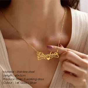 EManco Collane Personalizzate con <span class=keywords><strong>Nomi</strong></span> <span class=keywords><strong>per</strong></span> Donne e Ragazze, Ciondolo a Cuore in Acciaio Inossidabile Color Oro, Dropshipping - Product Image 2