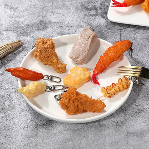 พวงกุญแจ/จี้กระเป๋า รูปอาหารจำลอง <span class=keywords><strong>ไก่</strong></span>ทอด บาร์บีคิว ทำจากพีวีซี บรรจุภัณฑ์แยกชิ้น - Product Image 4