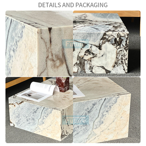 Elegante Mesa de Centro Cúbica Baja de Mármol <span class=keywords><strong>Blanco</strong></span>, Mesa Auxiliar de Lujo para Sala de Estar, Personalizada en Calacatta Violet - Product Image 5