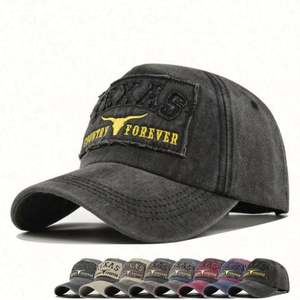 Gorras de Béisbol Estilo Americano Deportivo Personalizadas de Fábrica, 100% Algodón, Estilo Vintage Desgastado con Parches Bordados - Product Image 1