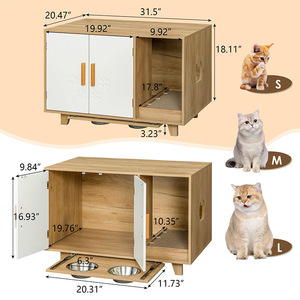 Cross-border concealed cat litter box, cat bed with cat bowl and <b>scratching</b> <b>post</b>, indoor storage for living room, bedroom, and - Product Image 1