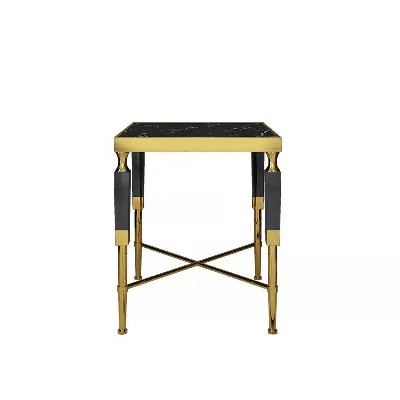 ベースサイドテーブルマーブルトップメタルラグジュアリーゴールドスチールステンレスリビングパッキングルームモダングローバル家具ブラックガラスエンドテーブル