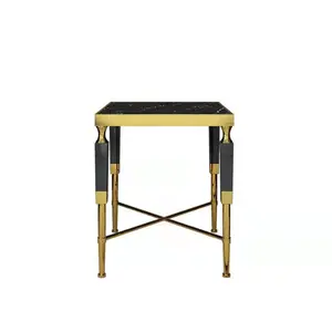 Factory directly China supplier gold round metal coffee side table with tempered glass for living room hotel furniture