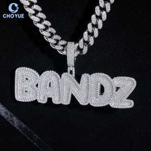 Custom Name Moissanite <b>Pendant</b> <b>Solid</b> 925 Sterling Silver <b>Gold</b> Plated VVS GRA Moissanite Themed Letter Iced Out Hip Hop Jewelry - Product Image 5