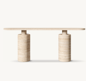 Meubles de salon modernes et luxueux, table console en pierre naturelle travertin - Product Image 6