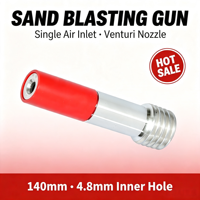 Buse de sablage Venturi à simple entrée d'air de 140 mm, trou intérieur en carbure de tungstène de 4,8 mm, ultra-précision, longue durée de vie, pneumatique