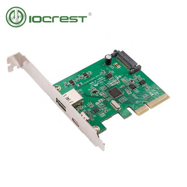 Factory OEM PCI X4 2 Ports USB 3.1 Type-A + Type-C Adapter PCI-E USB 3.1 Type C Controller Card Asmedia 3142 Chipset Stock