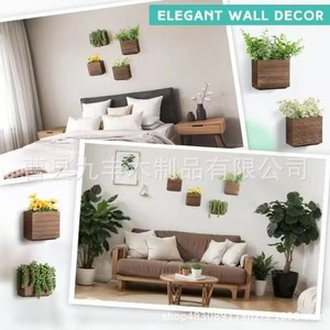 Wooden Wall Mounted <b>Square</b> Flower <b>Pot</b> Hanging Planter For Indoor Outdoor Use With Green Plants Or Flowers - Product Image 4