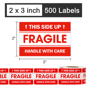 Étiquettes d'expédition fragiles 2x3 pouces, adhésif permanent, imperméables, résistantes à l'huile et aux rayures - Product Image 5