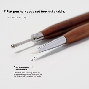Stylo à double tête en silicone pour nail art, manche en bois de santal, outil de dessin, d'embossage et de sculpture pour la conception de manucure - Product Image 5