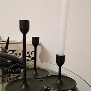 LANJO – Lot de 3 chandeliers de luxe en fer sans gouttelettes, faits à la main, noirs, durables et incassables, hauteur 13-23 cm, pour mariages et fêtes - Product Image 5