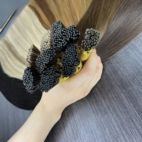 Venta al por mayor precio de fábrica cabello humano europeo real doble estirado recto en stock listo para enviar extensiones de cabello con punta I preadheridas