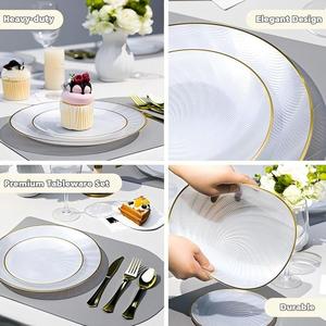 Fábrica al por mayor elegante cargador <span class=keywords><strong>de</strong></span> plástico placas en relieve Seashell textura inversa con oro/<span class=keywords><strong>plata</strong></span> borde lujo evento <span class=keywords><strong>vajilla</strong></span> - Product Image 3