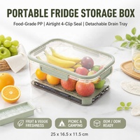 Boîte de rangement alimentaire portable avec poignée et plateau de drainage, récipient hermétique à compartiments pour pique-nique et camping en extérieur