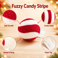 Boules de Noël en peluche rayées rouge et blanc, décorations suspendues douces à rayures bonbon, décorations de fête pour la maison, cadeau