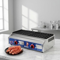 Grill à saucisses au gaz GPL commercial à 16 rainures avec dispositif anti-feu, équipement de cuisson antiadhésif pour hot-dogs, idéal pour la restauration de rue