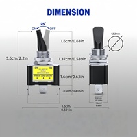 Interruptor de Palanca con Luz LED de 12V DC 30A, Interruptor Basculante de 3 Pines y 2 Posiciones (Encendido/Apagado) para Sistemas Eléctricos de Automóviles, Camiones, Embarcaciones y Barcos