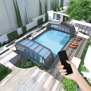 Serre de jardin extérieure moderne en alliage d'aluminium <span class=keywords><strong>avec</strong></span> toit rétractable en plaques de polycarbonate, pour <span class=keywords><strong>piscine</strong></span> - Product Image 1