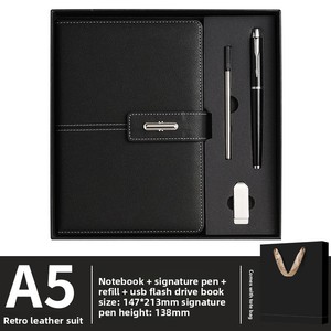 ชุดของขวัญโน้ตบุ๊ก A5หนัง PU พร้อมปากกาแก้วเก็บอุณหภูมิและ USB หรูหราปรับแต่งได้สำหรับธุรกิจ HBC - Product Image 6