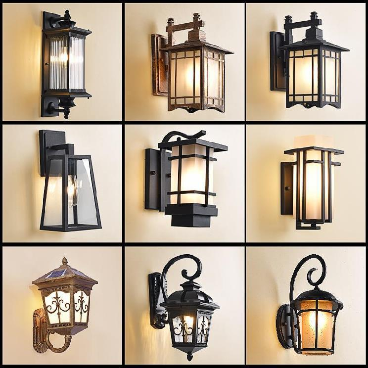 Luz solar de pared para exteriores Draadloze Wandlamp Luz de jardín impermeable Nuevo estilo chino Balcón de estilo japonés Puerta de pared exterior