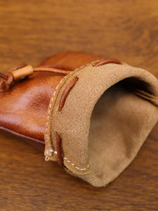 Porte-monnaie à cordon personnalisable avec logo, en cuir véritable, mini sac souple rétro, adapté à un usage quotidien - Product Image 3