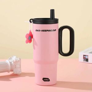 Insulated Travel Car <b>Macaron</b> Handle Tumbler 24oz 720ml Mug Lid Straw Anti-Slip Custom ODM OEM Pastel - Product Image 6