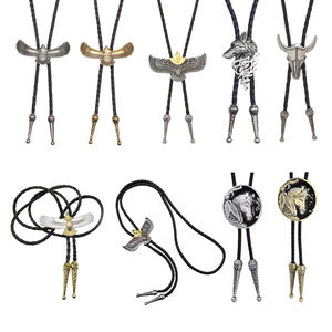 Corbata de Vaquero con Diseño Personalizado en Relieve 3D, Estilo Occidental Vintage, Grabada en Metal, con Cordón de Cuero Trenzado, 21 Años de Experiencia en Fábrica, MOQ Bajo - Product Image 1