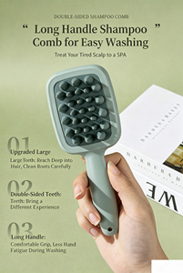 Dual-Sided Handle Fashion Shampoo <b>Brush</b> Coarse Fine Teeth Dry Scalp Cleaning Portable Cushion Puffing Comb Plastic Adult Home - Product Image 2