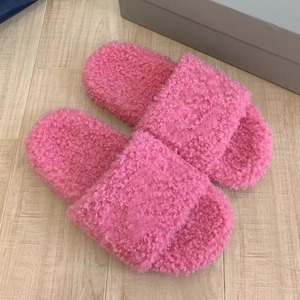 2026 Winter High Quality Luxury Designer Ladies for Indoor Flat Fur Letter <b>Slides</b> Plush Sandals Fashion Trend Light Weight - Product Image 3