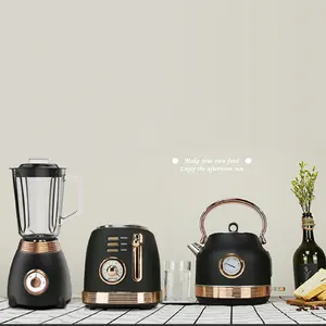 Unik Rose Gold Listrik Alat Dapur Retro Set 1.7L Ketel & 2 Slice Pemanggang Roti & 1.5L Blender