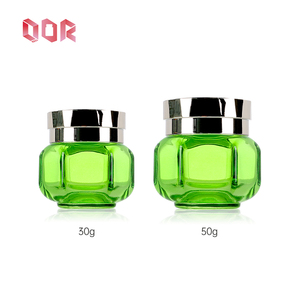 Flacon de parfum hexagonal transparent vert de 30g 50g 50ml 120ml 150ml, flacons de soin de la peau en verre de luxe vides avec bouchons argentés - Product Image 2