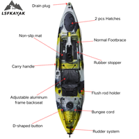 Kayak LSF 3,66 m Mirage Pro Angler 12, modèle 1 personne, tapis antidérapant, léger, écologique, HDPE, pêche, surf, dérive