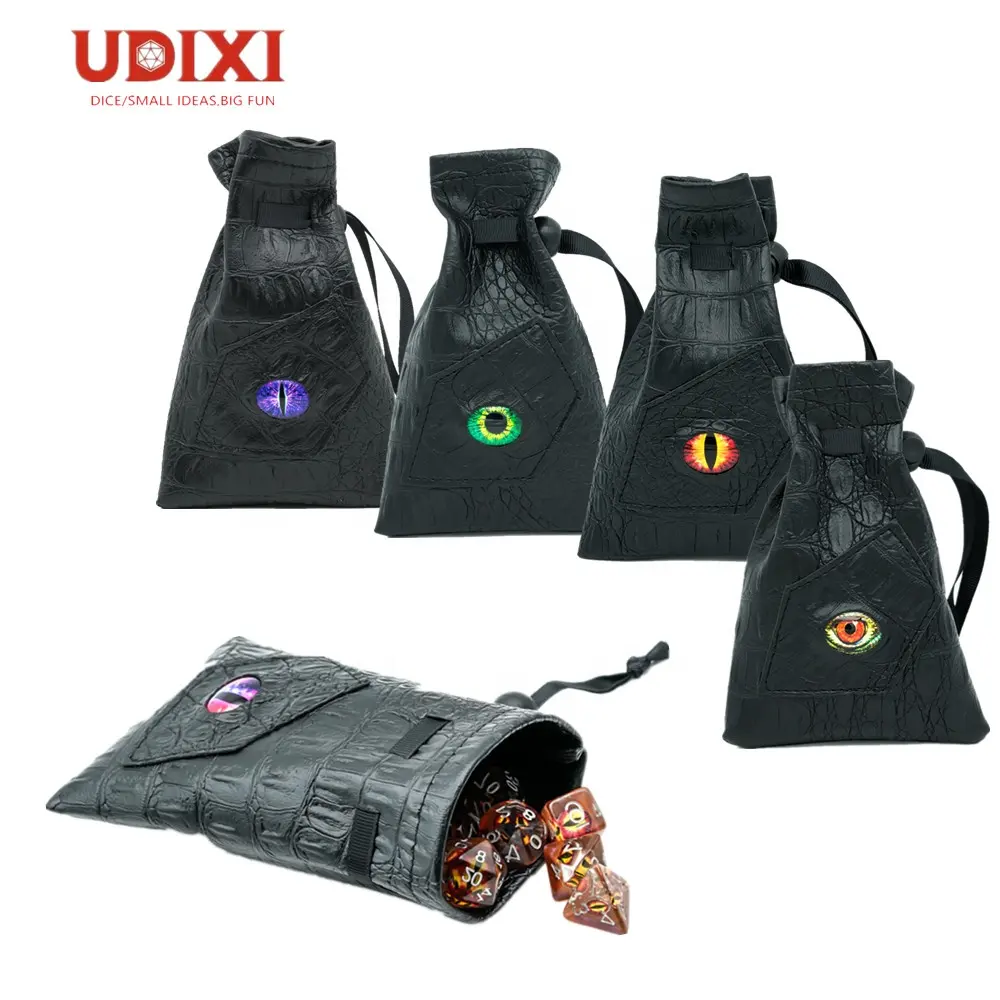 Udixi RPG Couro Dice Bag embalagem Dungeons and Dragons logotipo personalizado Demônio Olho d & d Dice Bag