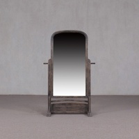 Miroir de table rustique en bois massif mat de style vintage avec crochets porte-serviettes pour présentation de maquillage et cosmétiques