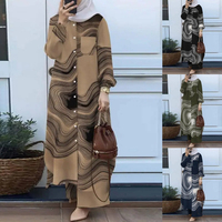 Ensembles Musulmans Style Simple Turquie Dubaï Abaya Femme Chemise Longue Modeste Ensemble Décontracté Blouse et Pantalon Tenues Islamiques
