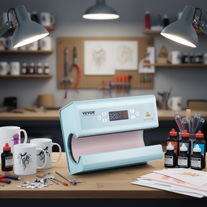 Máquina de Prensa de Calor Vevor, Prensa de Sublimación para Tazas de 11-30 oz, Neumática Azul, Semiautomática - Product Image 2