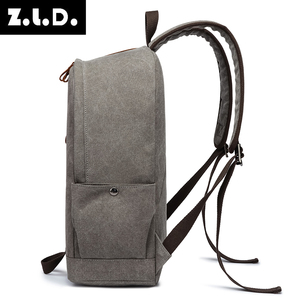 <span class=keywords><strong>Sac</strong></span> à <span class=keywords><strong>dos</strong></span> unisexe ZUOLUNUO personnalisé en toile vintage avec garniture en <span class=keywords><strong>cuir</strong></span>, idéal pour les voyages décontractés et l'école, pour hommes et femmes - Product Image 4